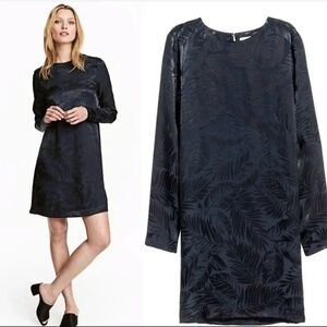 H&M - Navy Blue Satin Sheath Dress - Size 10 - Like New
